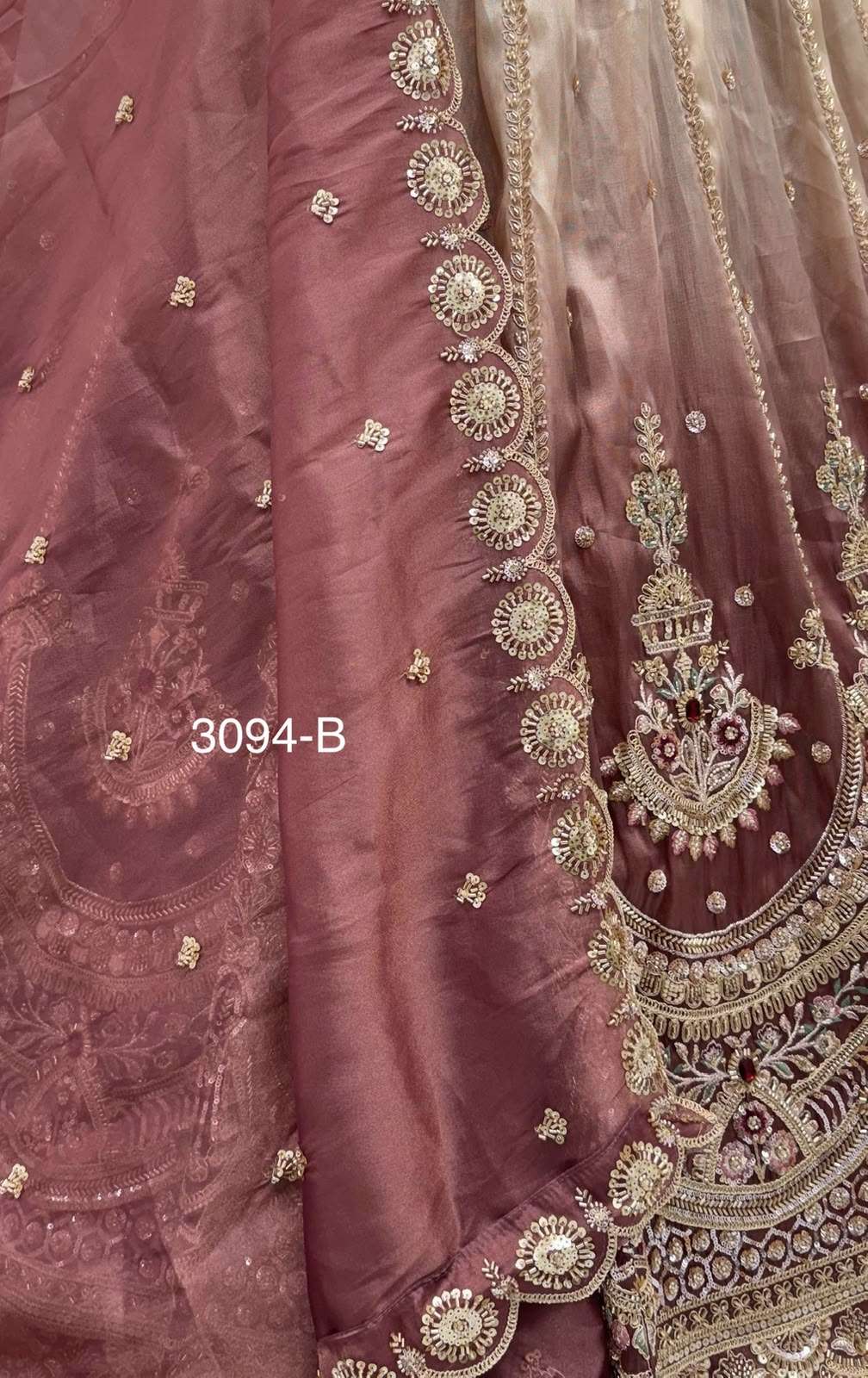 Art Of beautiful Work in Shaded Color Designer Chandnia Silk fabric Lehenga Choli Wholesale in surat 3094